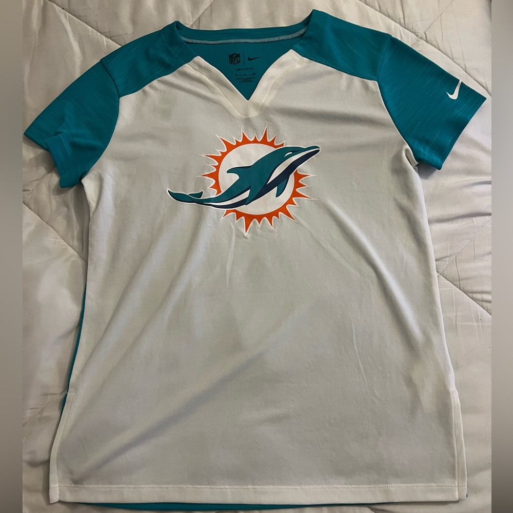 NFL Nike Teal and White Miami Dolphins Dri-FIT Shirt
